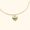 Josephina Jewelry Kettingen | Hart Ketting Met Groene Onyx | Gold Plated