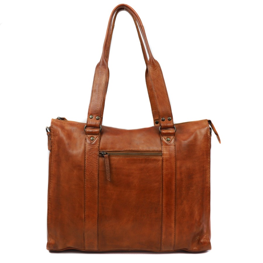 Bear Design Laptoptassen T/M 14 Inch | Hand-/Schoudertas 'Mea' Cognac