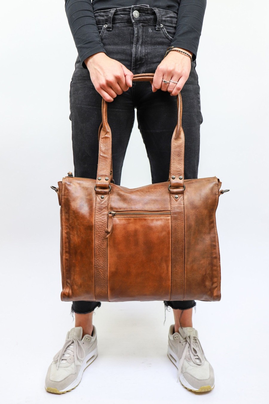 Bear Design Laptoptassen T/M 14 Inch | Hand-/Schoudertas 'Mea' Cognac