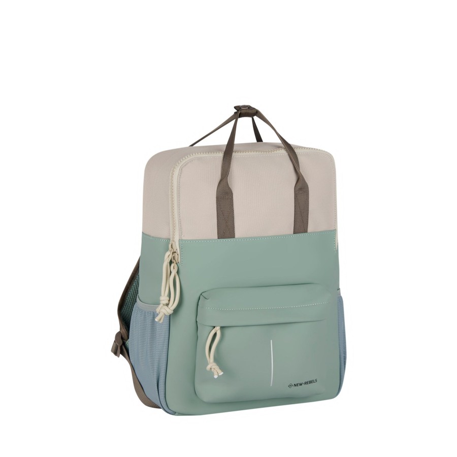 New Rebels Laptoptassen T/M 15,6 Inch | Rugzak 'Springfield' Salie/Beige Sale/Beige