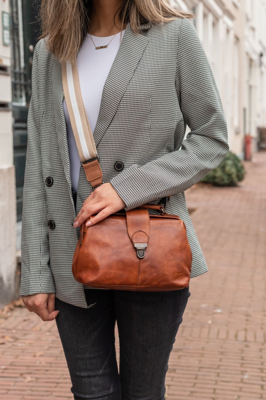 Bear Design Bag Straps | Bag Strap 'Puck' Beige/Wit
