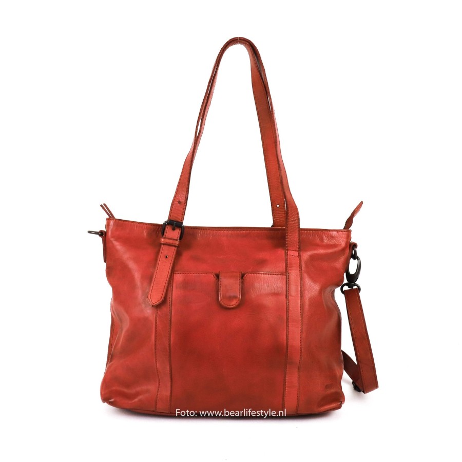 Bear Design Middelmaat Handtassen | Hand-/Schoudertas 'Anja' Rood