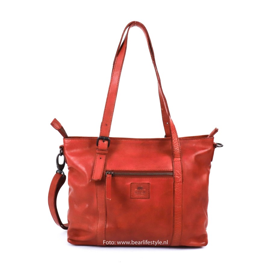 Bear Design Middelmaat Handtassen | Hand-/Schoudertas 'Anja' Rood