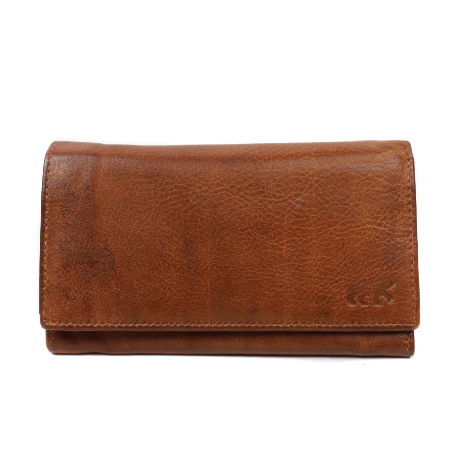 Bear Design Middelmaat Portemonnees | Overslag Portemonnee 'Sweety' Xl Cp 6041 Cognac