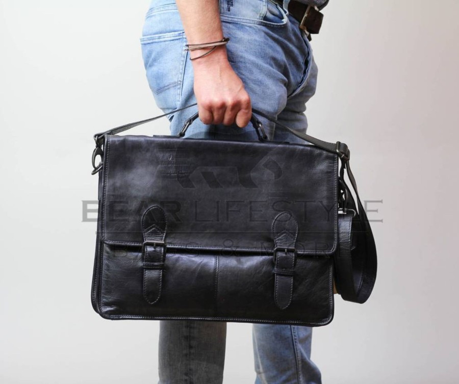 Bear Design Laptoptassen T/M 15,6 Inch | Aktetas 'Guus' Zwart
