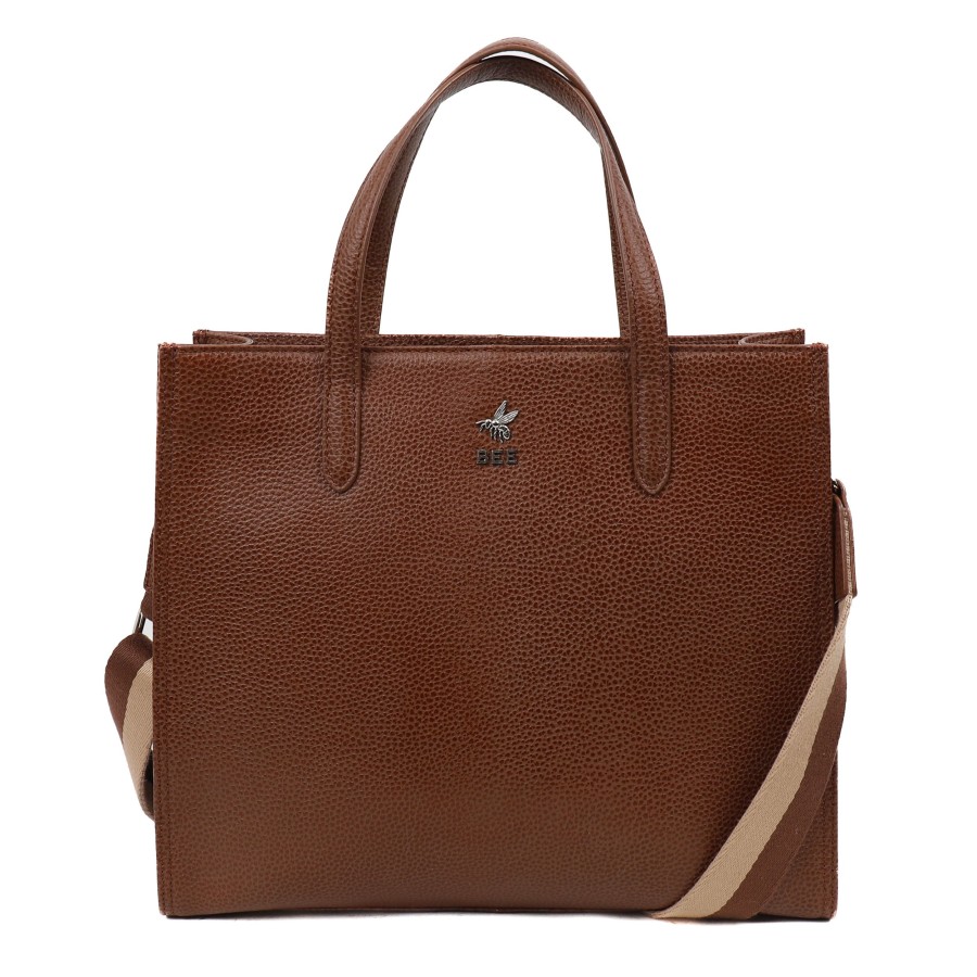 BEE Grote Shoppers | Hand-/Schoudertas 'Charlotte' Tipping Tan