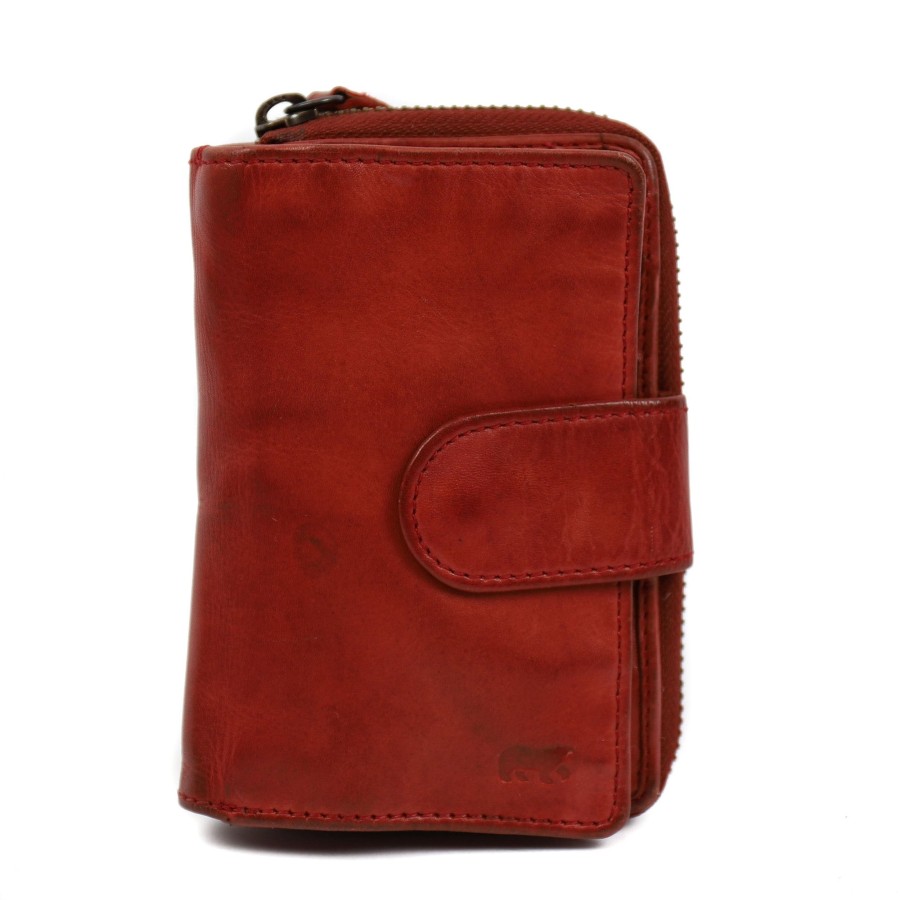 Bear Design Middelmaat Portemonnees | Ritsportemonnee 'Loet' Cl 13550 Rood