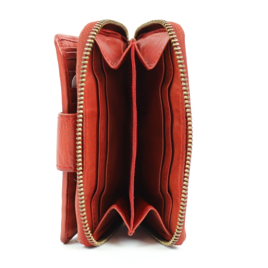 Bear Design Middelmaat Portemonnees | Ritsportemonnee 'Loet' Cl 13550 Rood