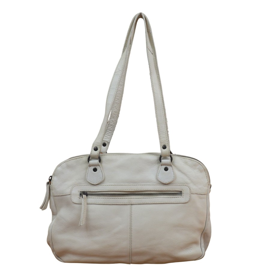 Bear Design Middelmaat Handtassen | Hand-/Schoudertas 'Lieke' Dirty White
