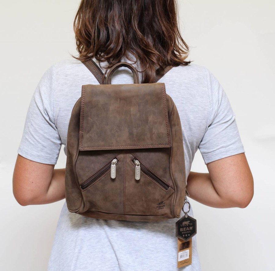 Bear Design Middelmaat Rugzakken | Rugzakje 'Rowinda' Bruin - Hd 3789