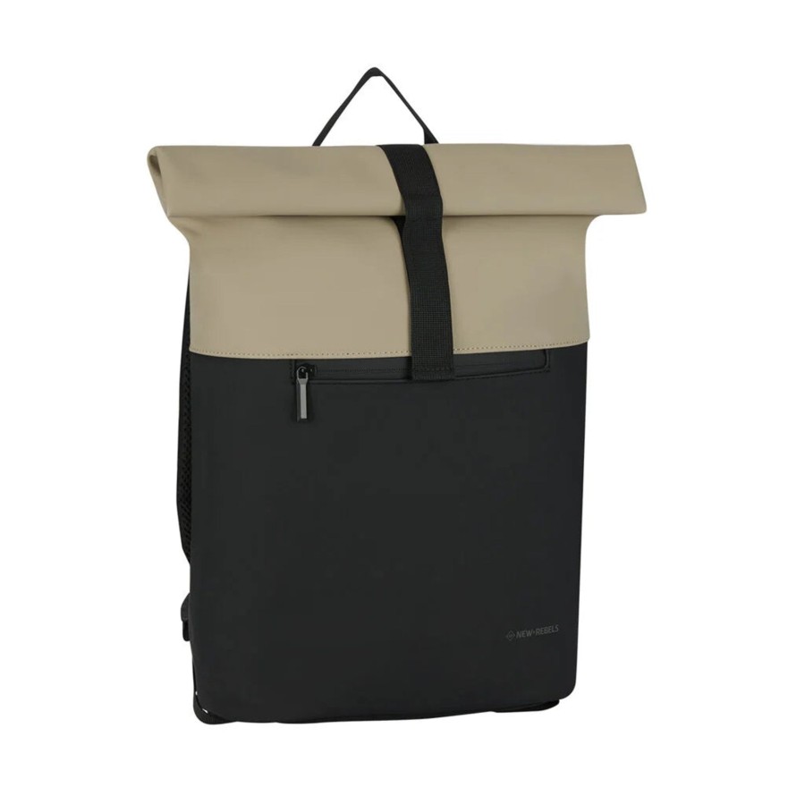 New Rebels Laptoptassen T/M 15,6 Inch | Rugzak 'Montgomery' 15L Black/Beige