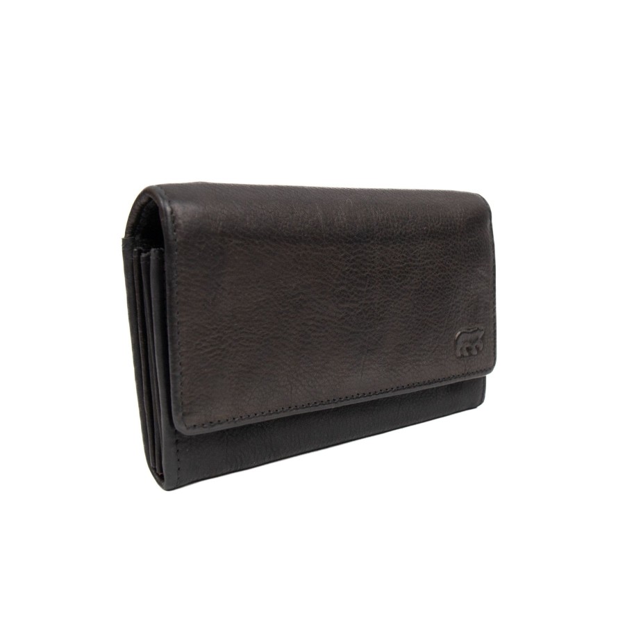 Bear Design Middelmaat Portemonnees | Overslag Portemonnee 'Sigrid' Cp 6096 Zwart