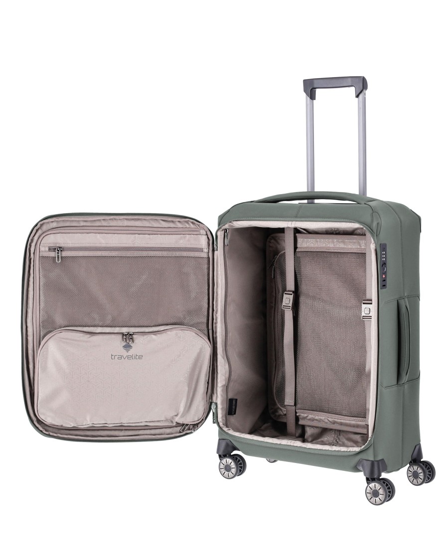 Travelite Zachte Koffers | Priima Trolley M Olive Olijfgroen