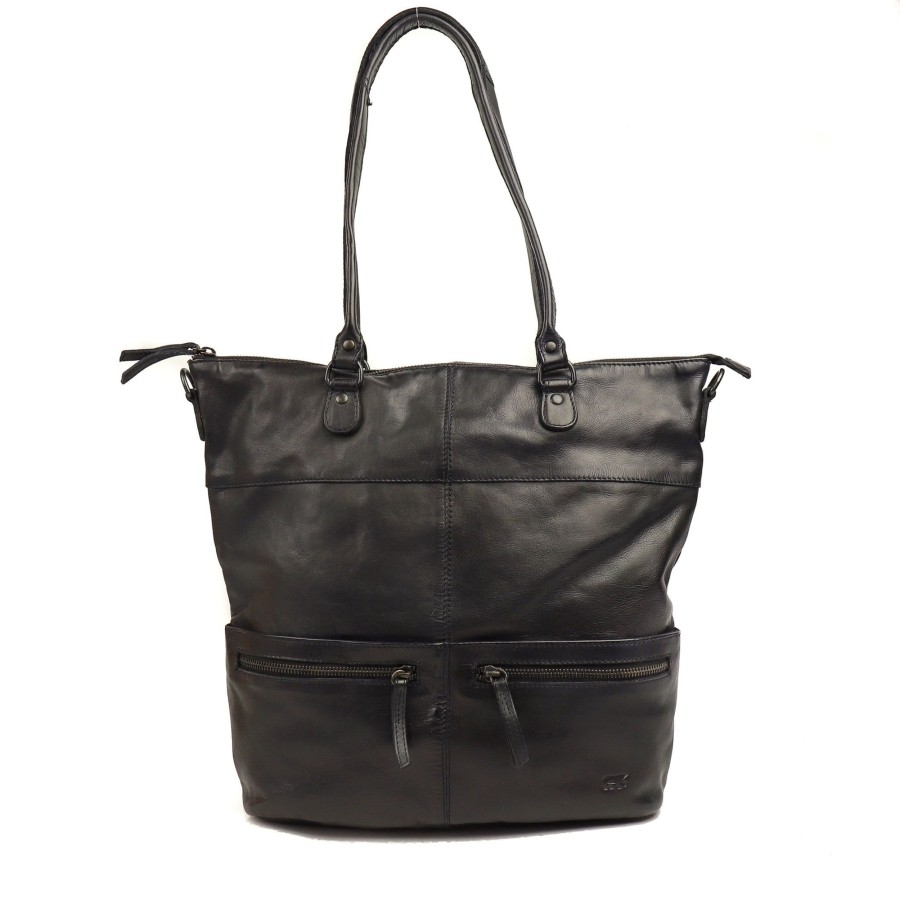 Bear Design Grote Shoppers | Hand-/Schoudertas 'Fae' Zwart