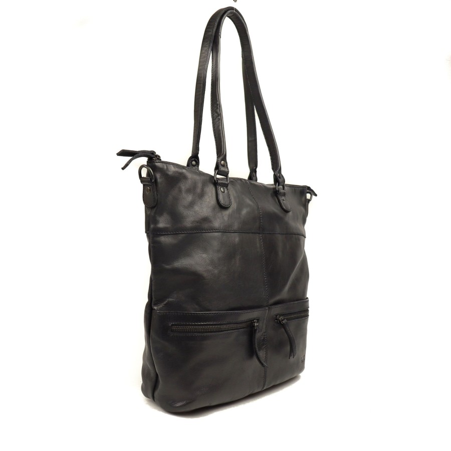Bear Design Grote Shoppers | Hand-/Schoudertas 'Fae' Zwart