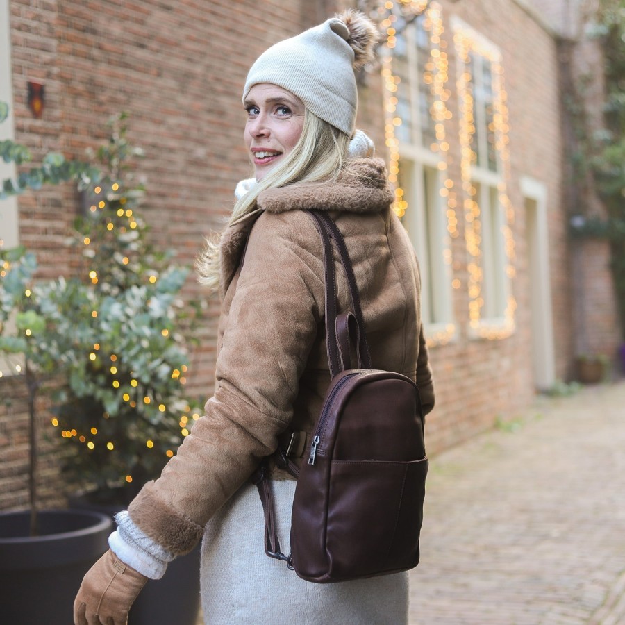 Bear Design Kleine Rugzakken | Rugzak 'Lyra' Cp 2186 Donkerbruin