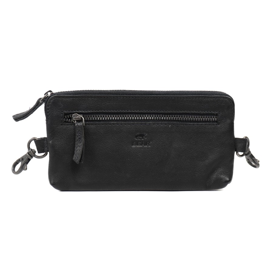Bear Design Sleuteletuis & Klein Lederwaren | Riemtasje/Etui 'Pierre' Zwart Black