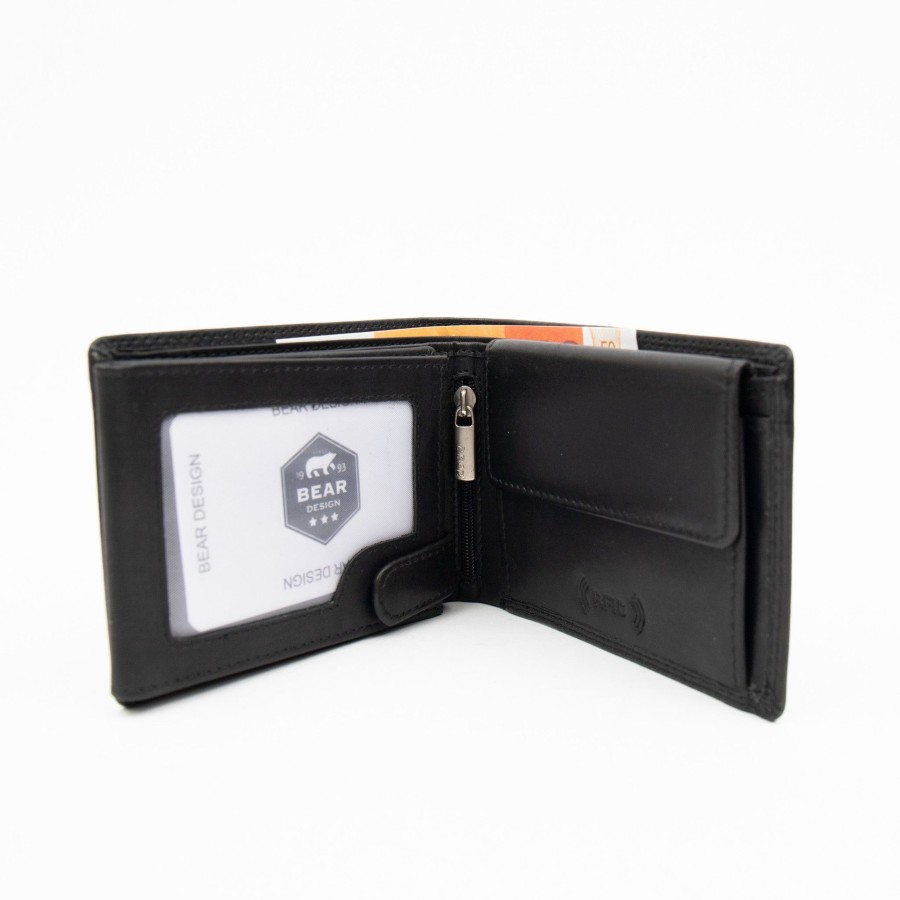 Bear Design Billfolds | Billfold 'Jan' Zwart Zwart (M)