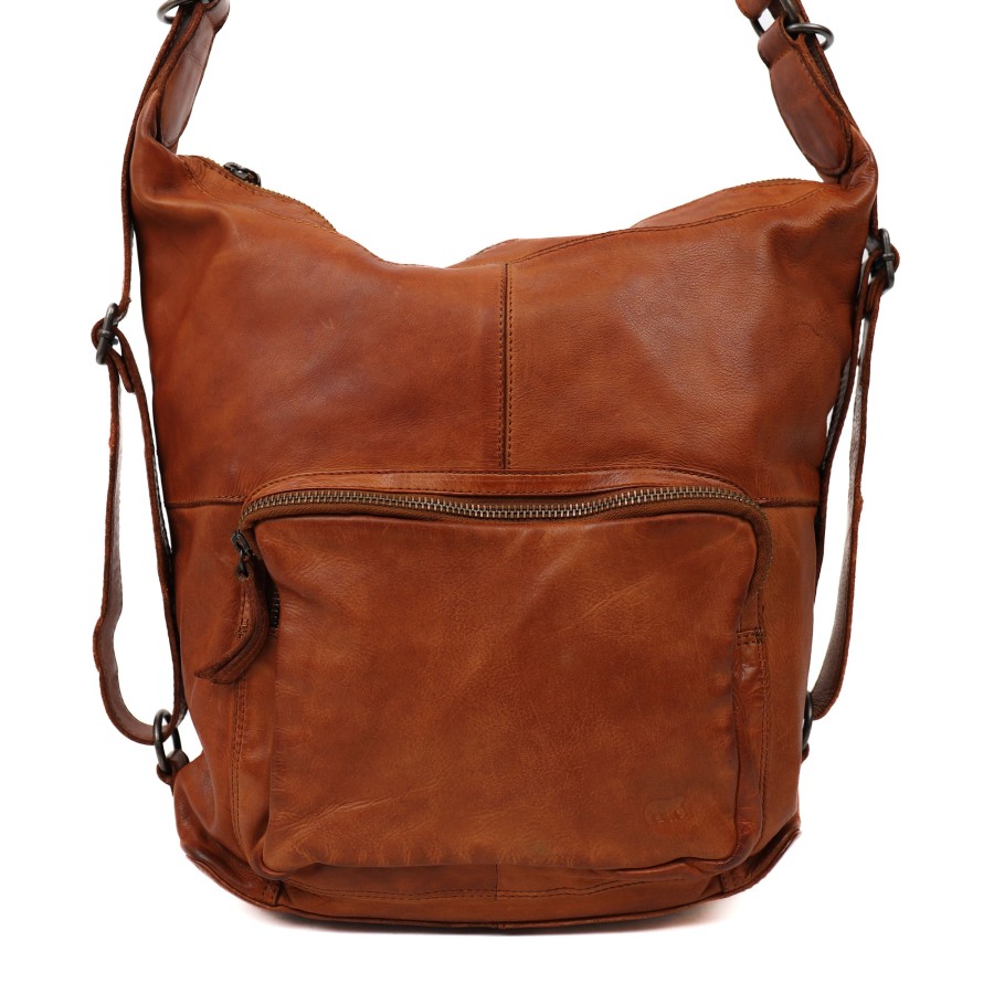 Bear Design Middelmaat Rugzakken | Rugzak/Schoudertas 'Corina' Cognac