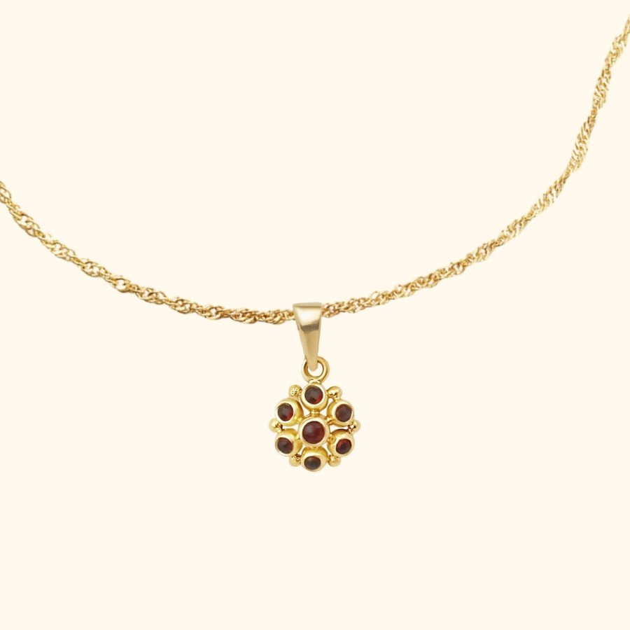 Josephina Jewelry Kettingen | Bloom Granaat Ketting | Gold Plated