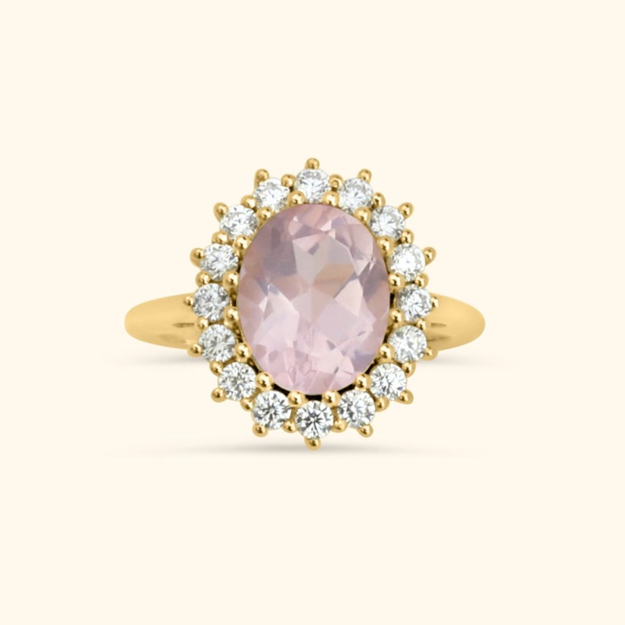 Josephina Jewelry Ringen | Lady Diana Rose Quartz Ring Large