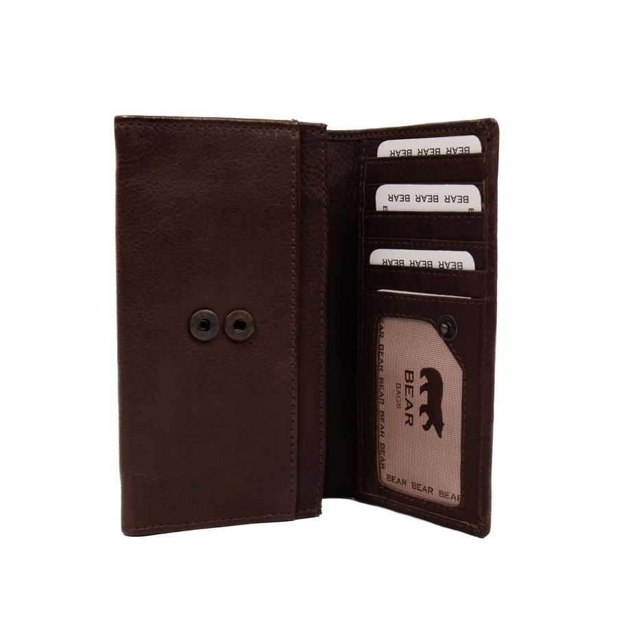 Bear Design Grote Portemonnees | Overslag Portemonnee 'Sweety' Xl Cp 6041 Donkerbruin
