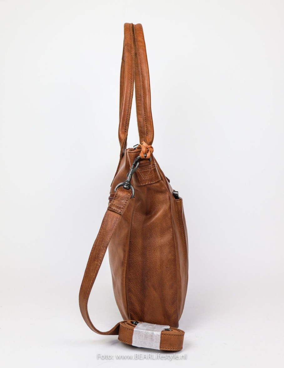 Bear Design Laptoptassen T/M 15,6 Inch | Hand-/Schoudertas 'Samantha' Cognac