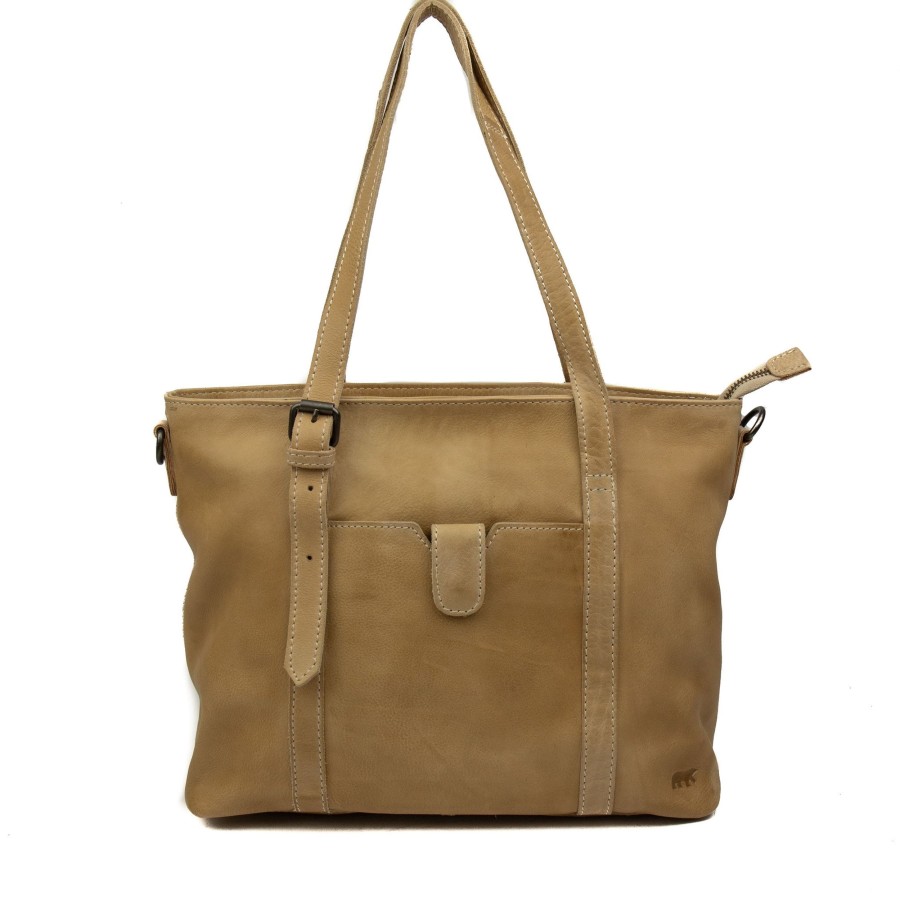Bear Design Middelmaat Handtassen | Hand-/Schoudertas 'Anja' Beige