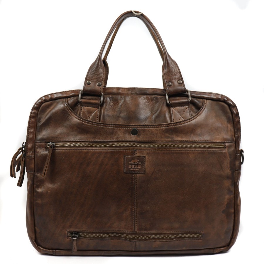 Bear Design Grote Schoudertassen | Laptoptas 'Leandro' Cl 32843 Donkerbruin
