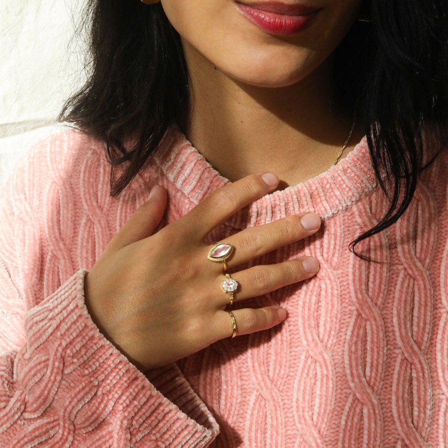 Josephina Jewelry Ringen | Vintage Rose Quartz Flower Ring