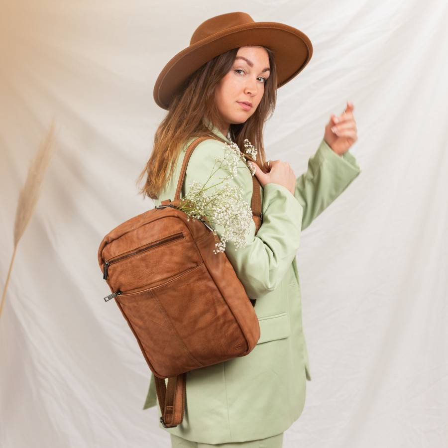 Bear Design Laptoptassen T/M 14 Inch | Rugzak 'Tiffany' Cp 1769 Cognac