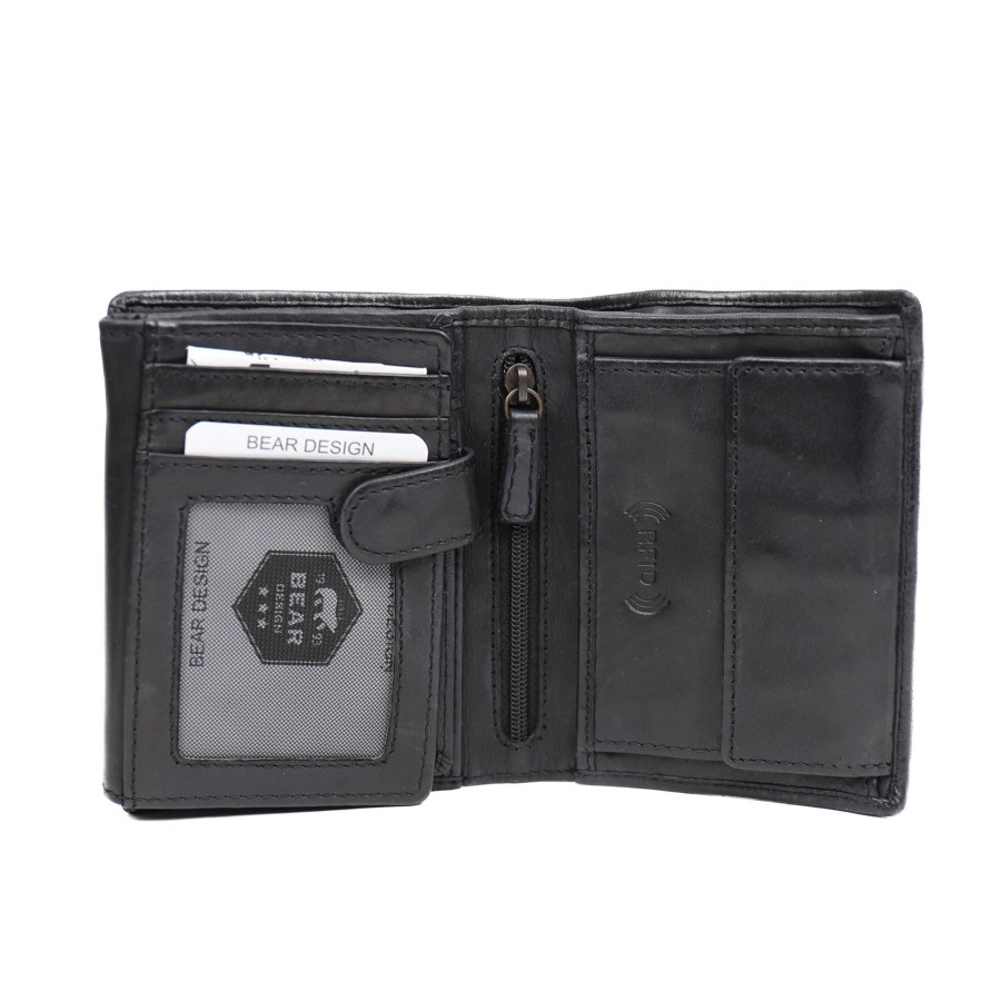 Bear Design Billfolds | Hoge Billfold 'Wouter' Zwart - Cl 18838 Zwart (Cl)