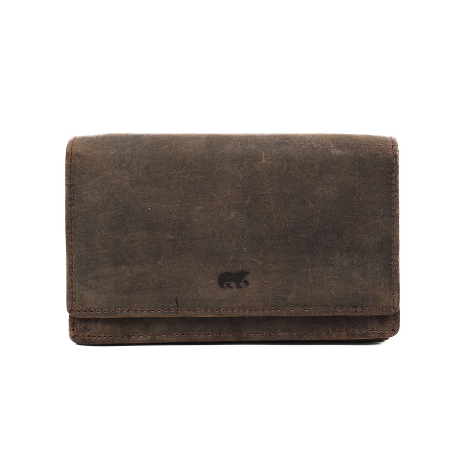 Bear Design Middelmaat Portemonnees | Overslag Portemonnee 'Erica' Bruin