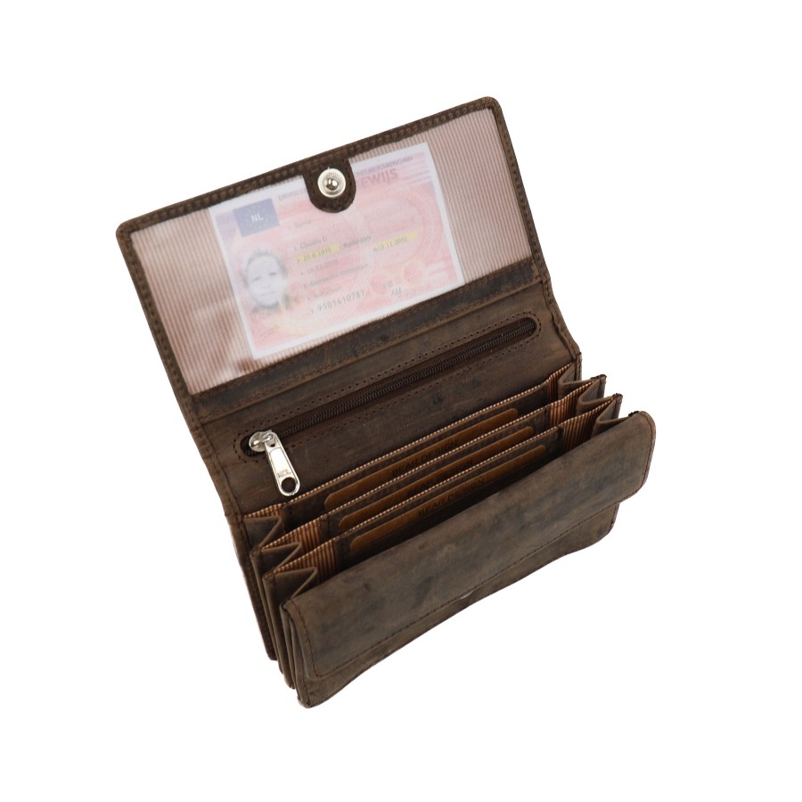 Bear Design Middelmaat Portemonnees | Overslag Portemonnee 'Erica' Bruin