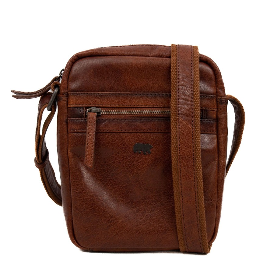 Bear Design Crossbody Tassen | Schoudertasje 'Tobias' Cognac - Ad 43104