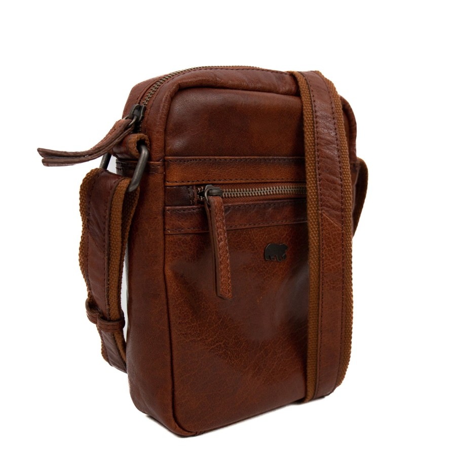 Bear Design Crossbody Tassen | Schoudertasje 'Tobias' Cognac - Ad 43104