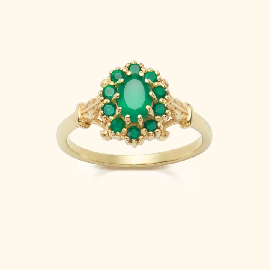 Josephina Jewelry Ringen | Vintage Green Onyx Flower Ring
