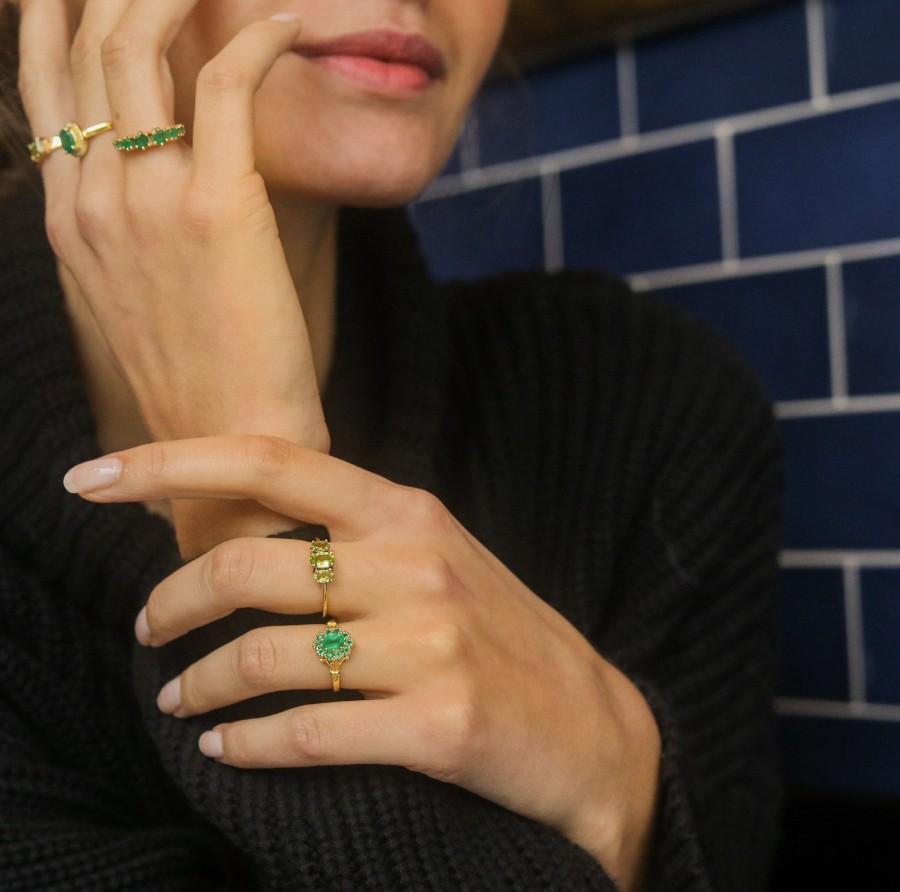 Josephina Jewelry Ringen | Vintage Green Onyx Flower Ring