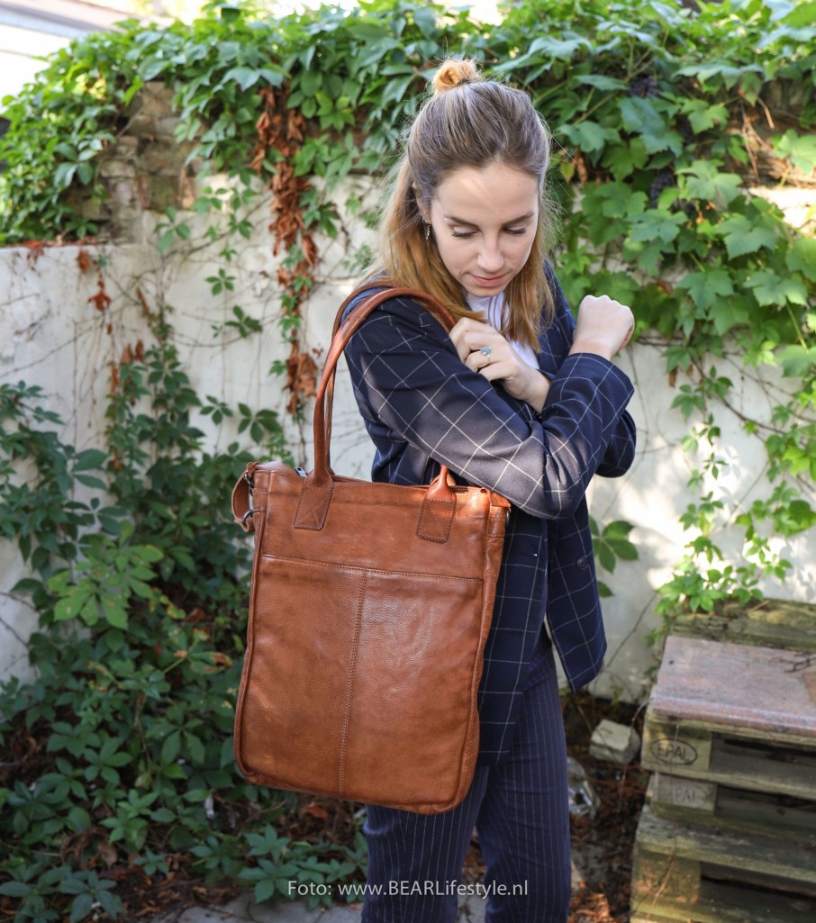 Bear Design Grote Shoppers | Hand-/Schoudertas 'Becky' Cognac
